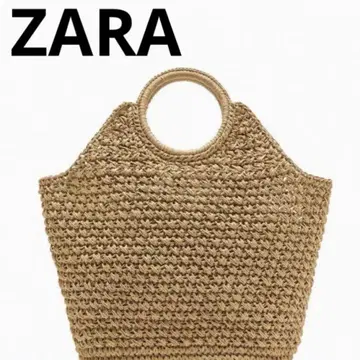 ZARA 자라 라피아 손잡이 토트백 베이지 바스켓 백
