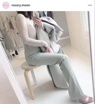 로자리 문 민트 하이 웨스트 플레어 팬츠 36