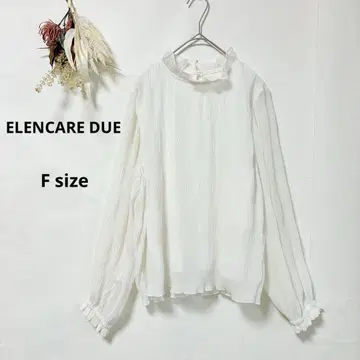 엘렌카레듀에 플리츠 셔츠 긴팔 프릴 레이스 F 화이트
