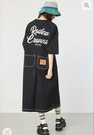 rodeo crowns 래글런 컬러 스티치 원피스 롱 원피스 새상품 블랙