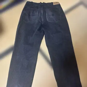 GIRL 다크 블루 배기 데님