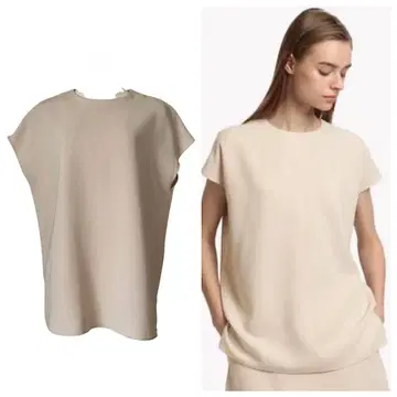 새상품급 23SS 띠어리 럭스 조젯 블라우스 베이지 40 L
