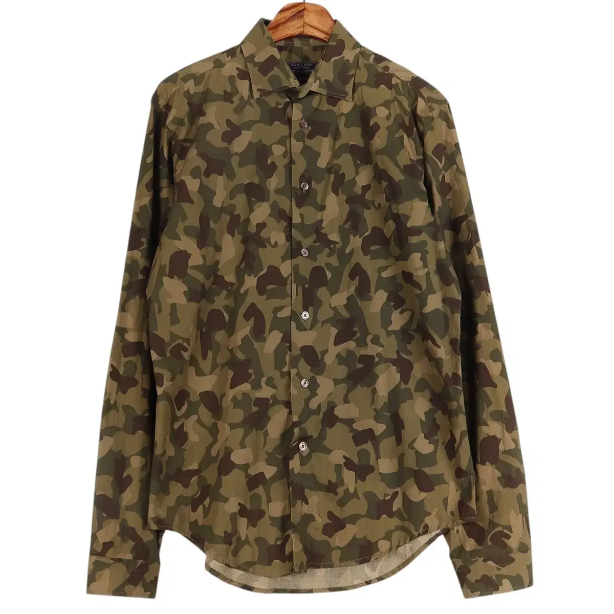 자라 ZARA MAN 와이드 카라 카모 슬림핏 셔츠 M