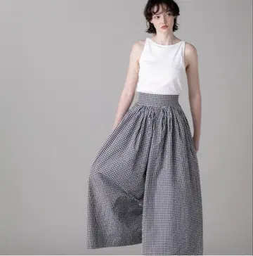elu. 와이드 팬츠 깅엄 체크 S