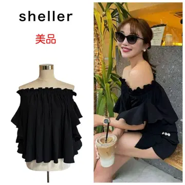 새상품급 sheller 셰리에 2way 오프숄더 프릴 블라우스 블랙