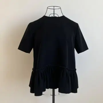 YOKO CHAN 헴 개더 블라우스 블랙