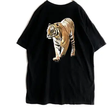 3110 Tiger 호랑이 발바닥 애니멀 뒷면 빅 프린트 티셔츠 블랙