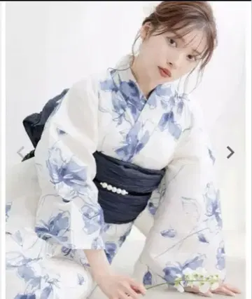유카타 세트 스카이블루 화이트 네이비