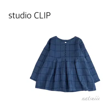 스튜디오 클립 . 린넨 100% 블루 린넨 체크 풀오버