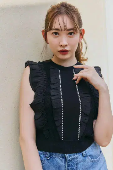 헤르립토 에어리 브러시 니트 톱 블랙
