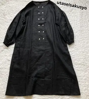 utaseisakusyo 더블 버튼 코트 원피스 블랙