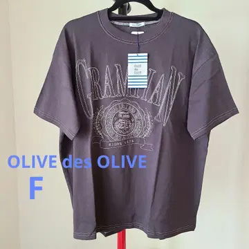 새상품 OLIVEdesOLIVE 자수 칼리지 티셔츠 먹색 프리 면