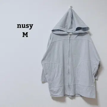 누지 후드티 겉옷 반소매 풀 집업 면 코튼/레이온 혼방 얇은 소재 M