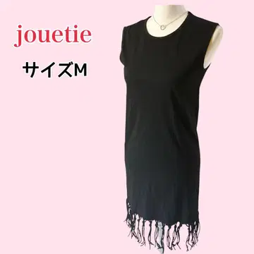 jouetie 슬리브리스 컷 티셔츠 무릎 기장 원피스 밑단 프린지 emu