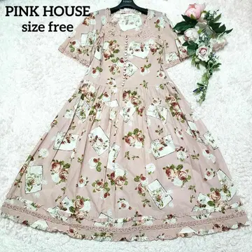 PINKHOUSE 핑크하우스 엽서 장미 자수 롱 원피스