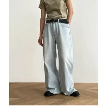 CANAL JEAN El mar 라이트 블루 와이드 팬츠