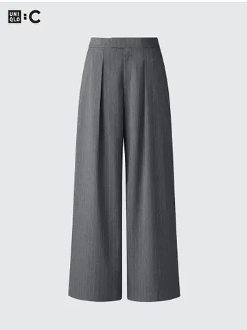 [미사용] UNIQLO C 턱 와이드 팬츠 스트라이프 S 사이즈
