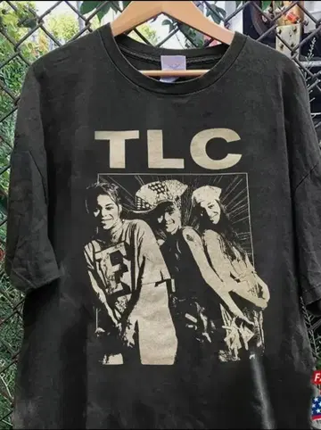 TLC 그래픽 프린트 티셔츠 블랙 Asian L