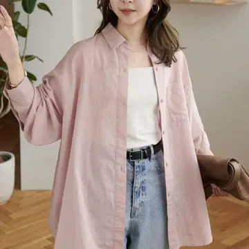 디스코트 코튼 시어 레귤러 셔츠 핑크
