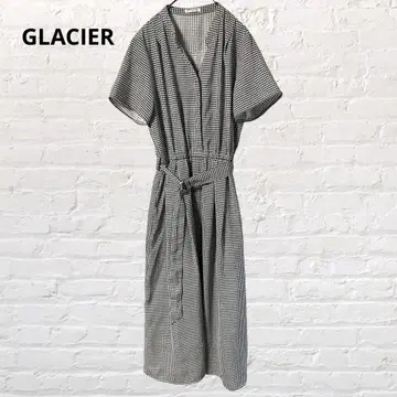 GLACIER 그라시아 깅엄 체크 원피스 M 블랙 화이트 허리밴딩
