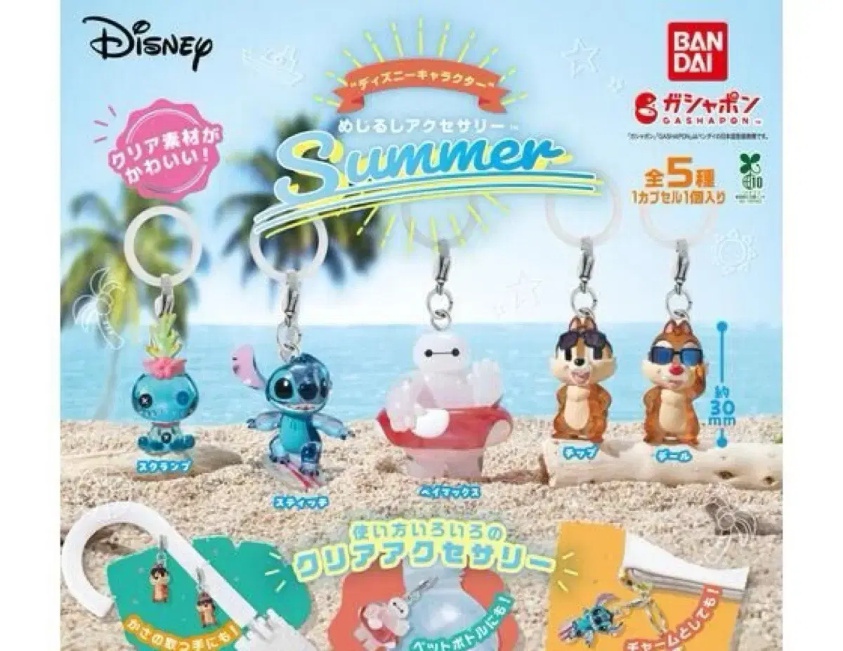 디즈니 캐릭터즈 메지루시 액세서리 SUMMER 전 5종 가챠 캡슐 굿즈