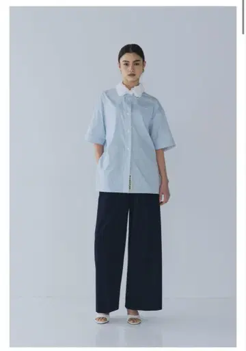 shirocon 허리 리본 더블 턱 팬츠 2025SM 네이비