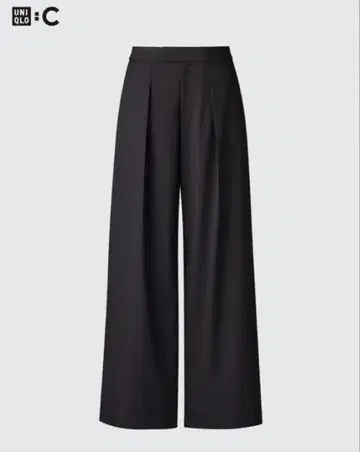 [미사용] UNIQLO C 턱 와이드 팬츠 블랙 S 사이즈