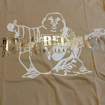 TRUE RELIGION 베이지 티셔츠 불상 디자인