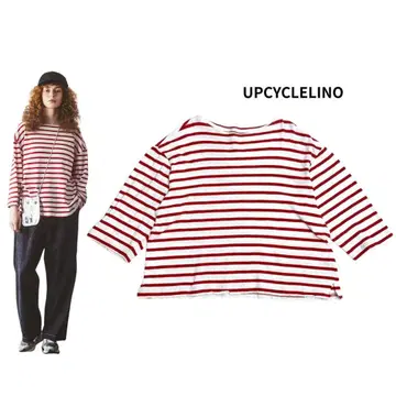 UpcycleLino BASIC 카베 연사 보더 빅 T셔츠 티셔츠