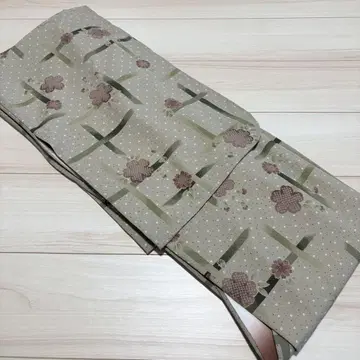 미사용 워셔블 기모노 코몬 싸라기눈에 벚꽃 문양