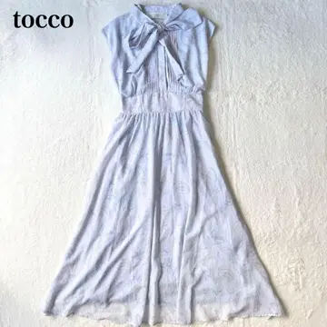 tocco 2way 보타이 리본 플라워 시어 원피스 블루 M