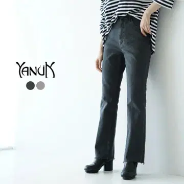 YANUK 야누크 세미 플레어 데님 청바지 팬츠 22 aw 블랙