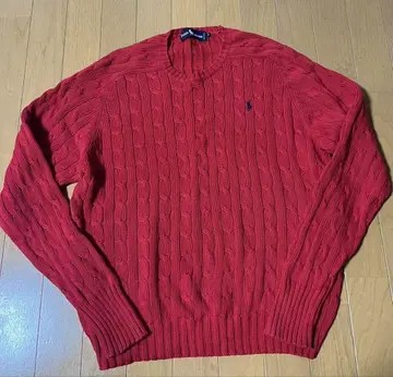 Ralph Lauren 케이블 니트 스웨터 M 레드