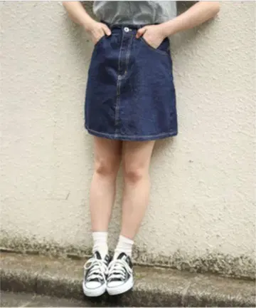 아프레 주르 데님 미니 스커트