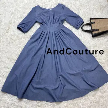 AND COUTURE 앙데팡당 38 허리 턱 원피스 블루 A 라인