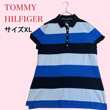 TOMMY HILFIGER 럭비 선수 보더 반팔 피케 셔츠 XL 사이즈