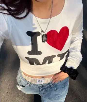 ACLENT 레이스 모티브 ILOVE 로고 롱T 상의