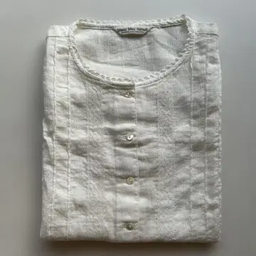 blanc bleu minut 화이트 슬리브리스 레이스 셔츠