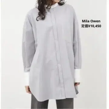 택 포함 미사용품 Mila Owen 밴드 카라 오버 셔츠