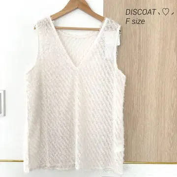 DISCOAT 앞뒤 2WAY 프린지 베스트 상의 레이어드 프리 사이즈