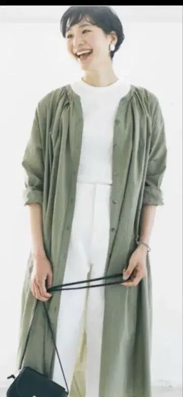 북유럽 생활용품점 3WAY 뒷면 드롭 개더 원피스 카키