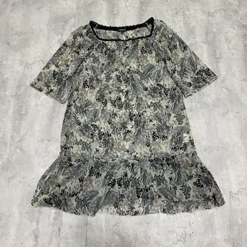 INDIVI 튜닉 원피스 올 패턴 프릴 밑단 내추럴 엘레강트