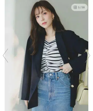 SNIDEL 골드 버튼 네이비 테일러드 자켓 봄/여름 0 사이즈