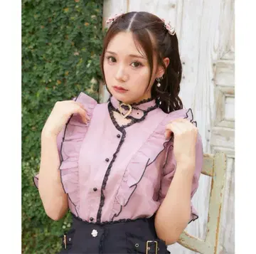 ROJITA 하트 버클 시어 블라우스 핑크