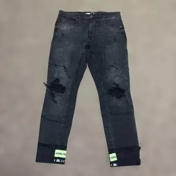 자라 ZARA 데미지 가공 블랙 스키니 팬츠 디자인 접어 밑단