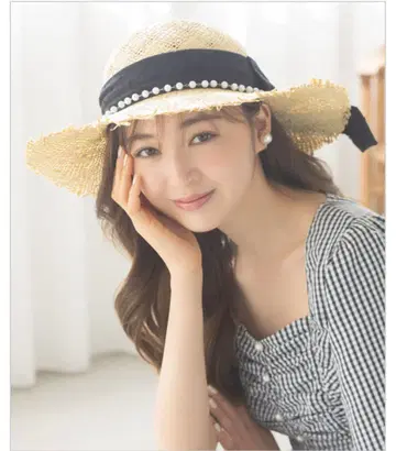 리본 & 펄 장식 페이퍼 캐플린 햇