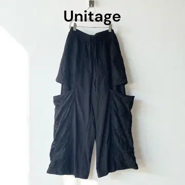 Unitage 유니테이지 사이드 슬릿 레이스 팬츠 블랙