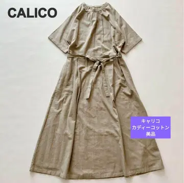 새상품급 CALICO 캐리코 베이지 반팔 롱 원피스
