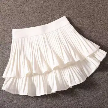화이트 플리츠 미니 스커트