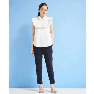 YORI 카라 부착 슬리브리스 프릴 36 2021SS 완판템